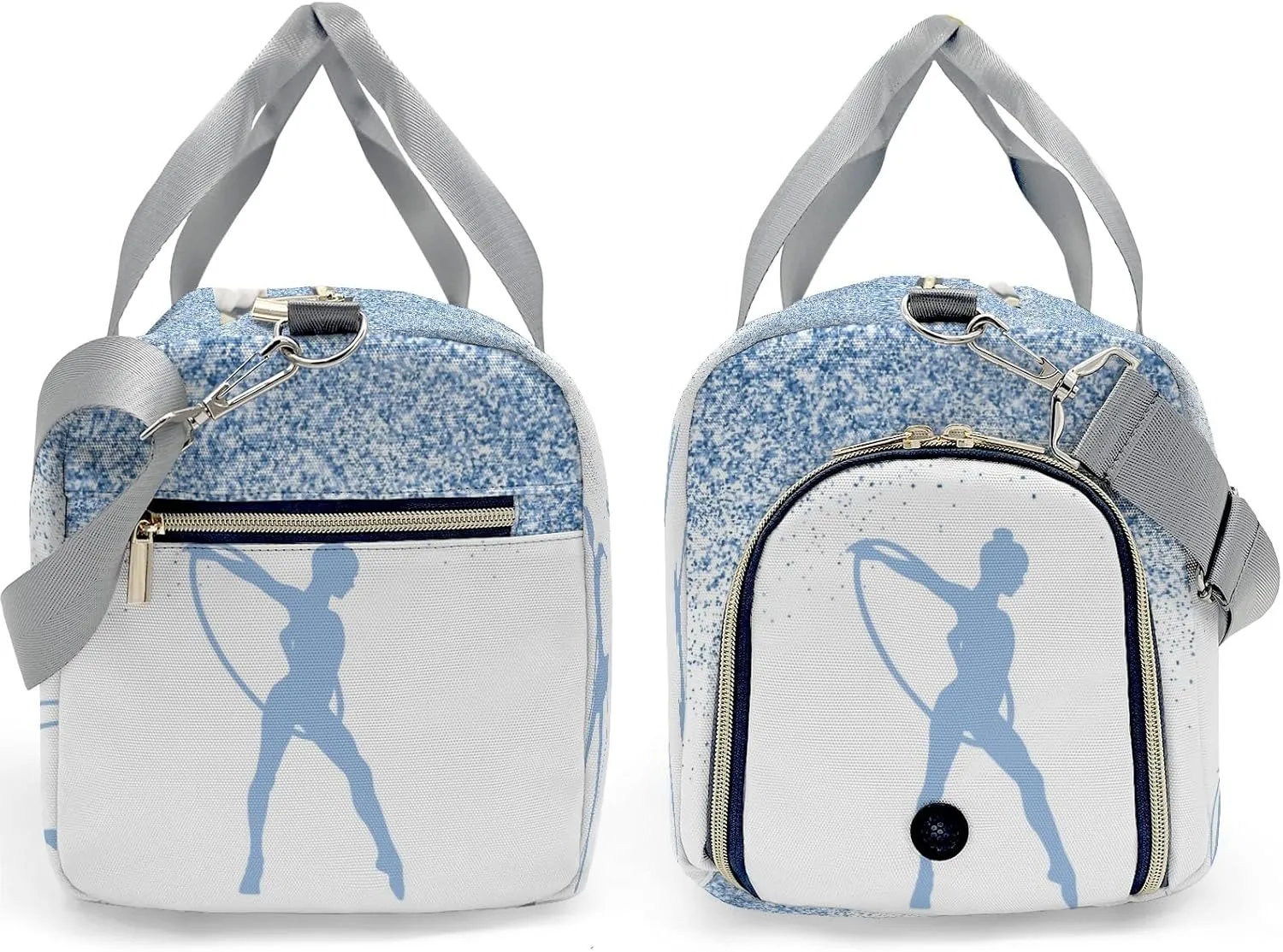 Custom Adult Duffel Bag Blue Glitter Rhythmic Gymnastics Jump Travel Light: The Best Lightweight Bags for Fitness Enthusiasts