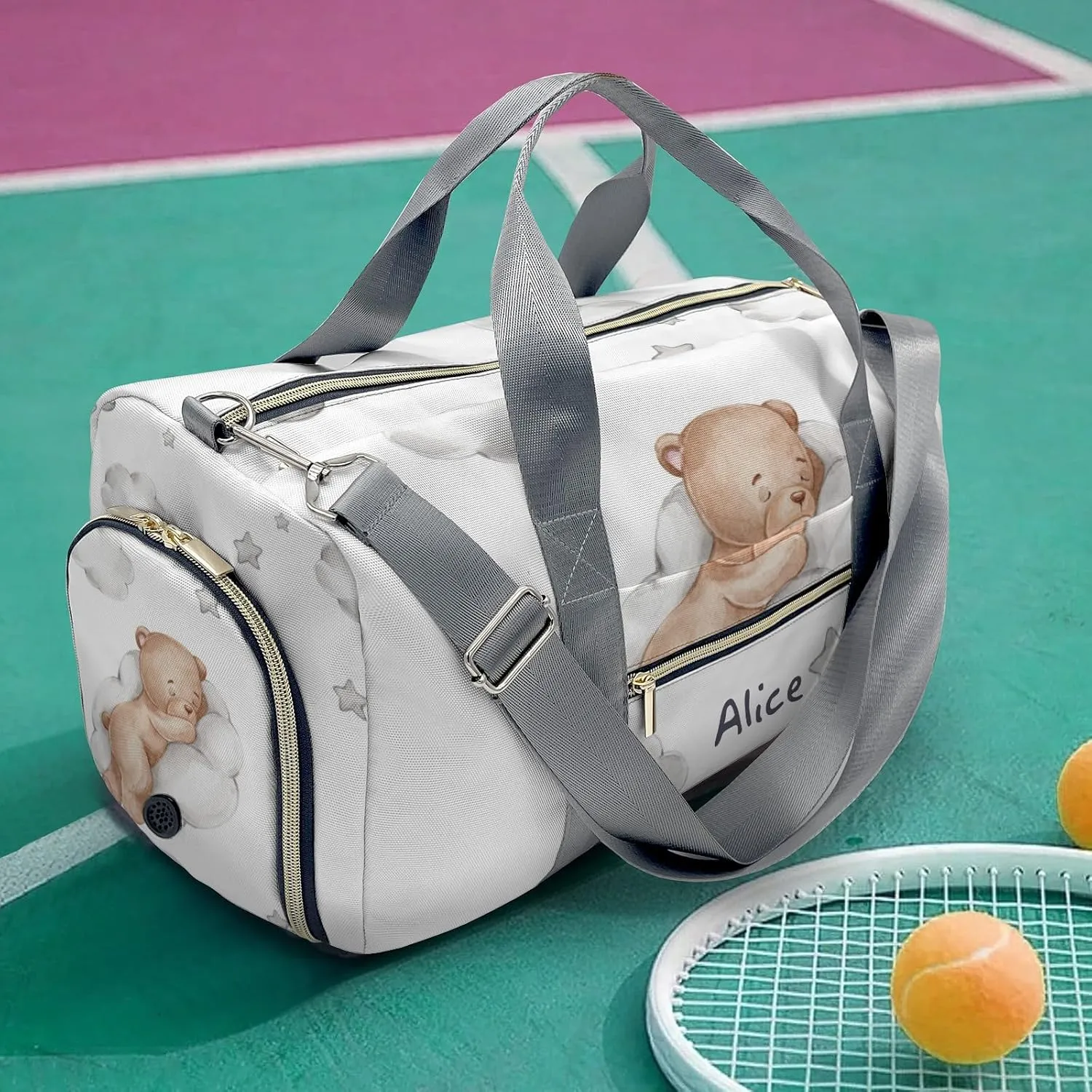 Custom Duffel Bag Good Night Bear Moon Stars Compact and Convenient: Fitness Bags for the Modern Traveler