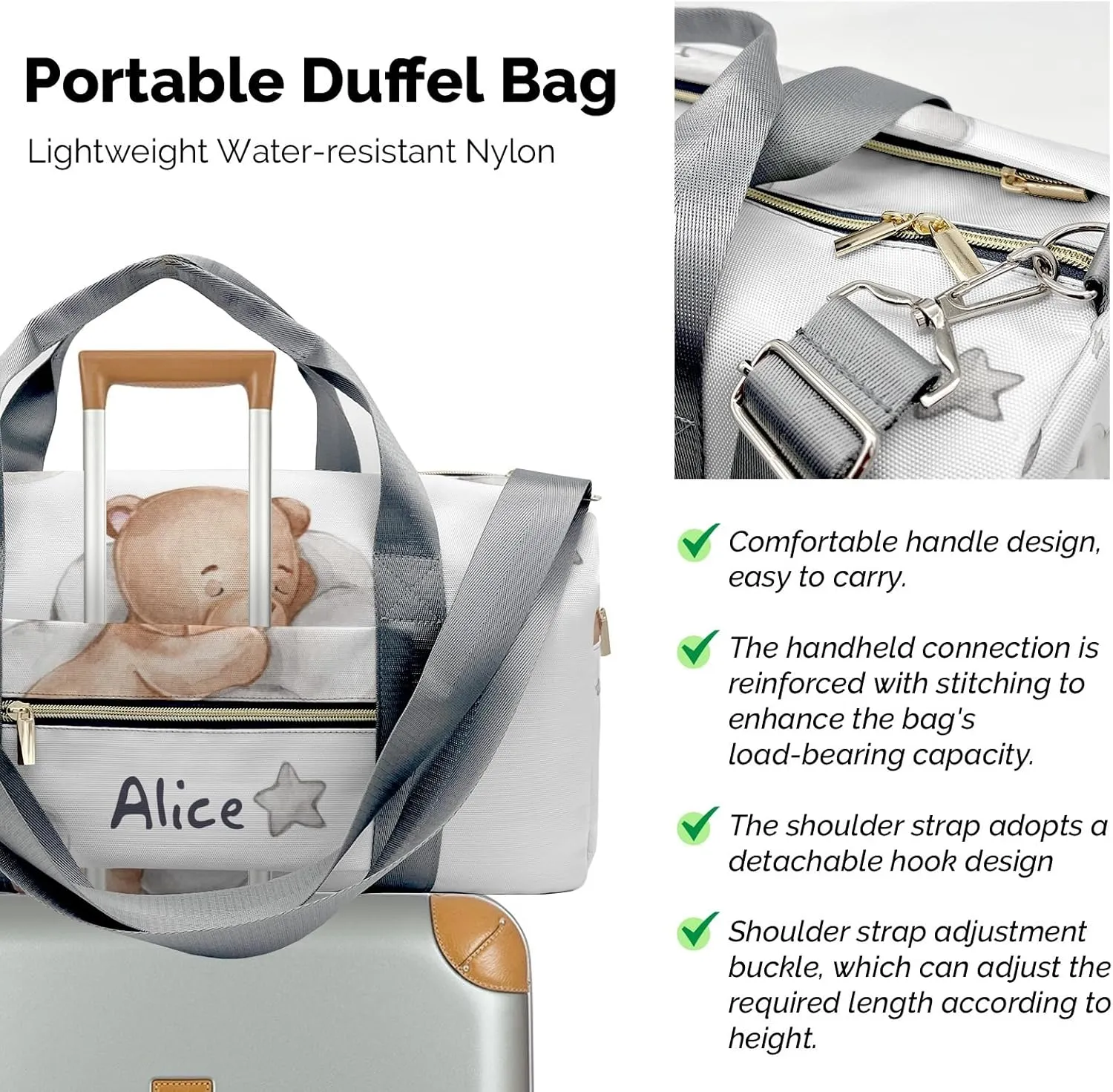 Custom Duffel Bag Good Night Bear Moon Stars Compact and Convenient: Fitness Bags for the Modern Traveler
