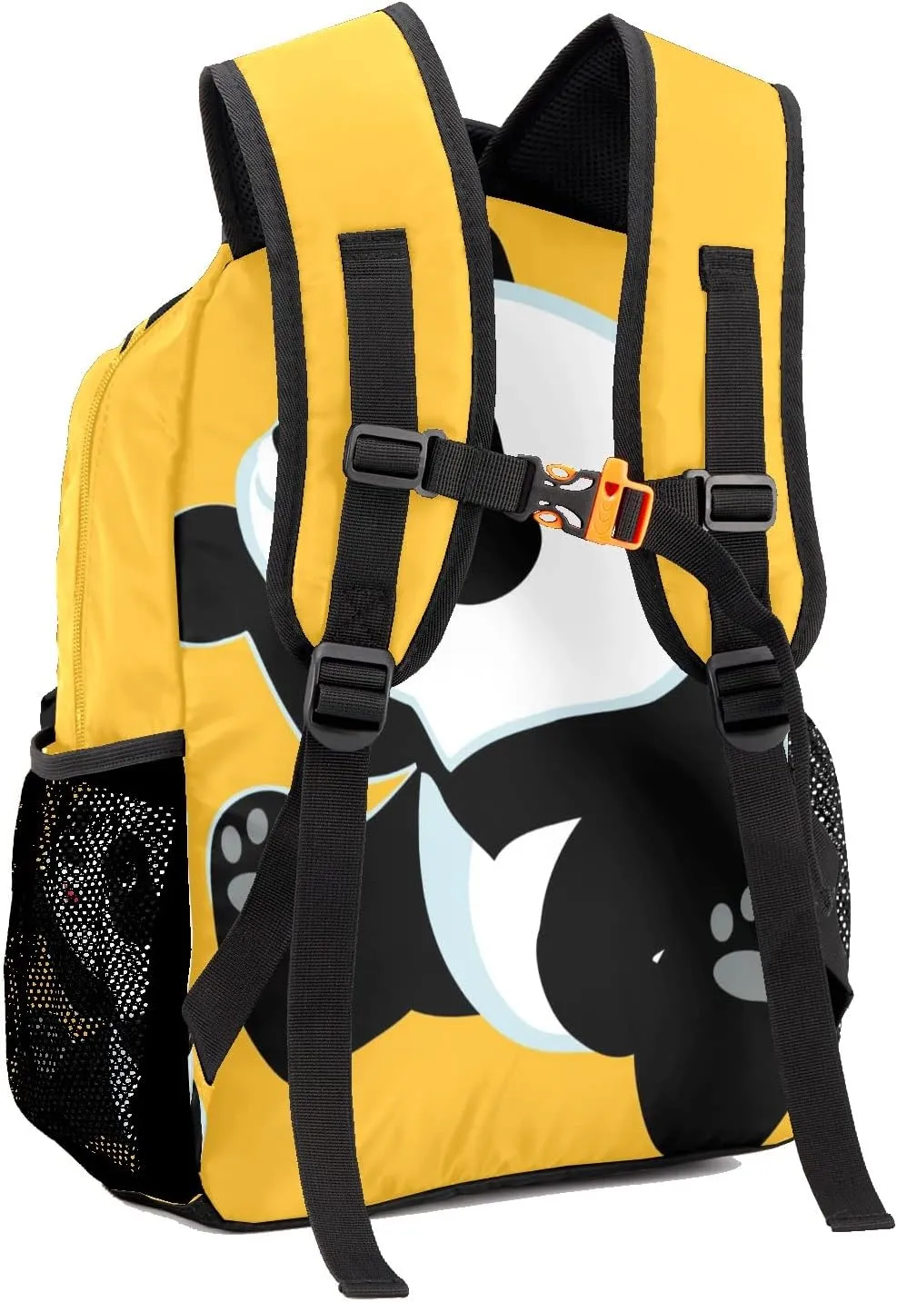Custom Kids Backpack, Personalized Student School Bags for Boys & Girls, Bookbags for Travel Cute Panda Yellow