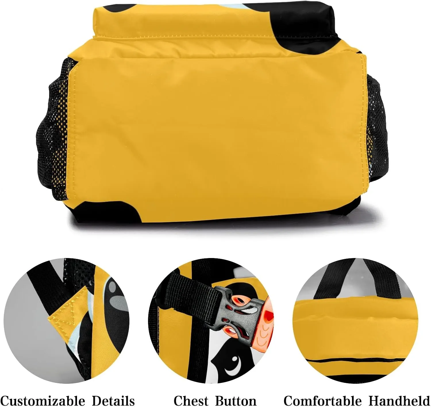 Custom Kids Backpack, Personalized Student School Bags for Boys & Girls, Bookbags for Travel Cute Panda Yellow