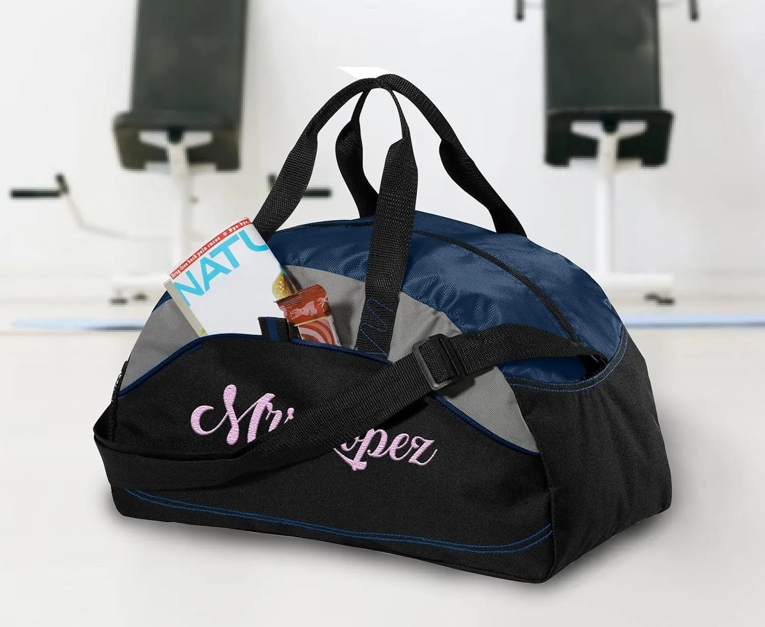 Custom Sport Duffel Bag Add Your Embroidered Logo 5/10 Pack Medium Sport Gym Water Resistant Duffel Bag Navy