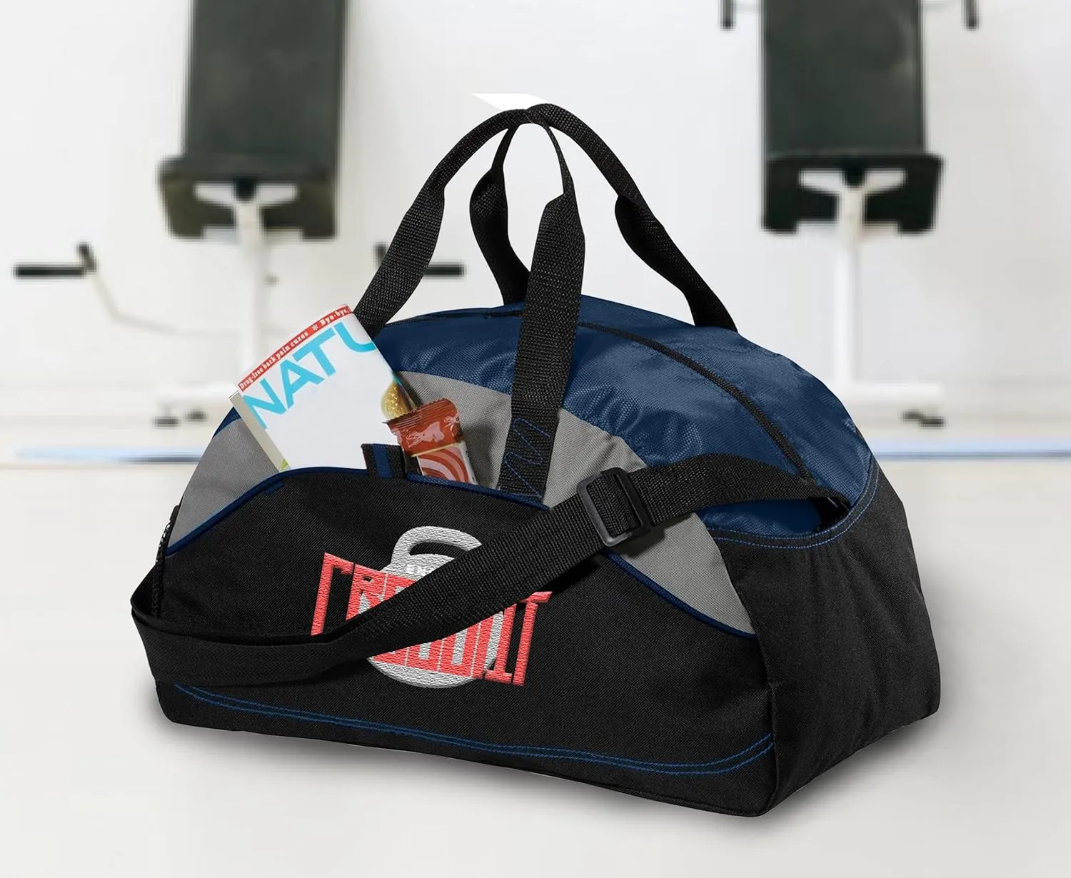 Custom Sport Duffel Bag Add Your Embroidered Logo 5/10 Pack Medium Sport Gym Water Resistant Duffel Bag Navy