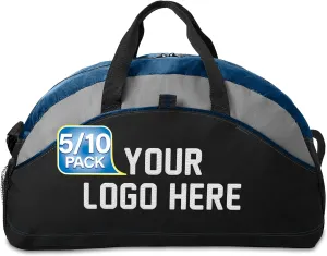 Custom Sport Duffel Bag Add Your Embroidered Logo 5/10 Pack Medium Sport Gym Water Resistant Duffel Bag Navy