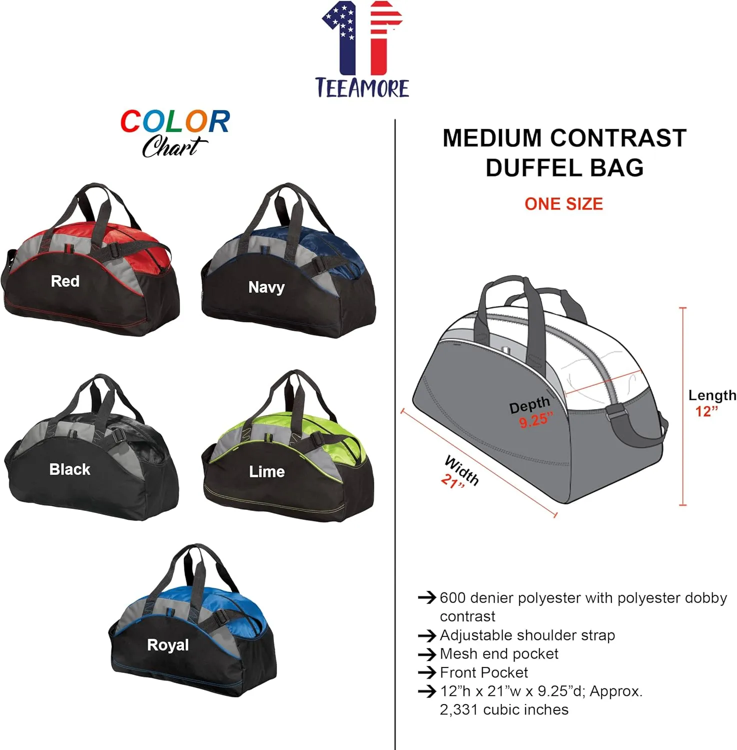 Custom Sport Duffel Bag Add Your Embroidered Logo 5/10 Pack Medium Sport Gym Water Resistant Duffel Bag Navy