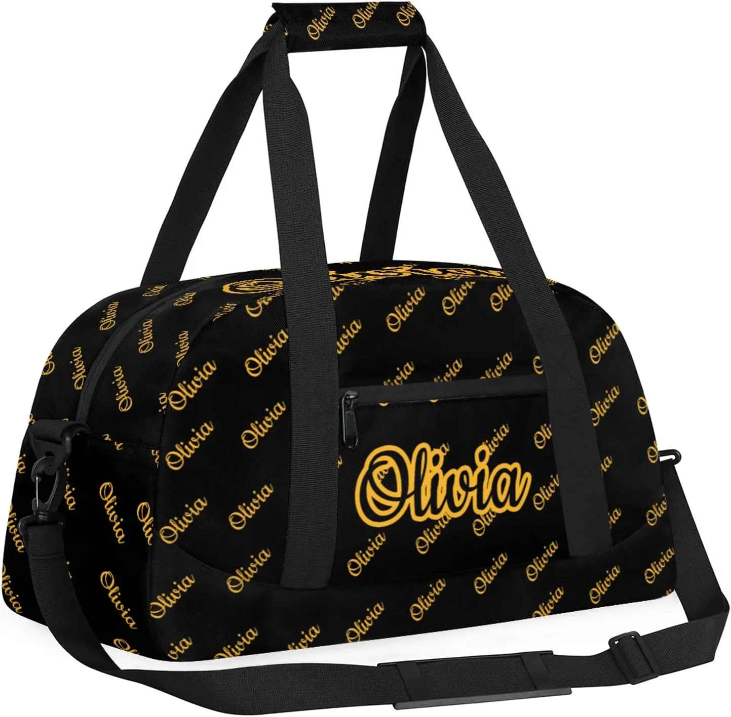 Custom Sport Duffel Bags Personalized Travel Overnight Bag Waterproof Dance Bag Lightweight Carry-On Tote for Women Men 18.9in, Black Yellow