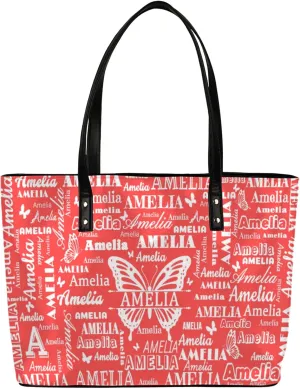 Custom Women Tote Bag with Zipper for Grils, Butterfly Design Personalized Shoulder Bag Casual Handbags