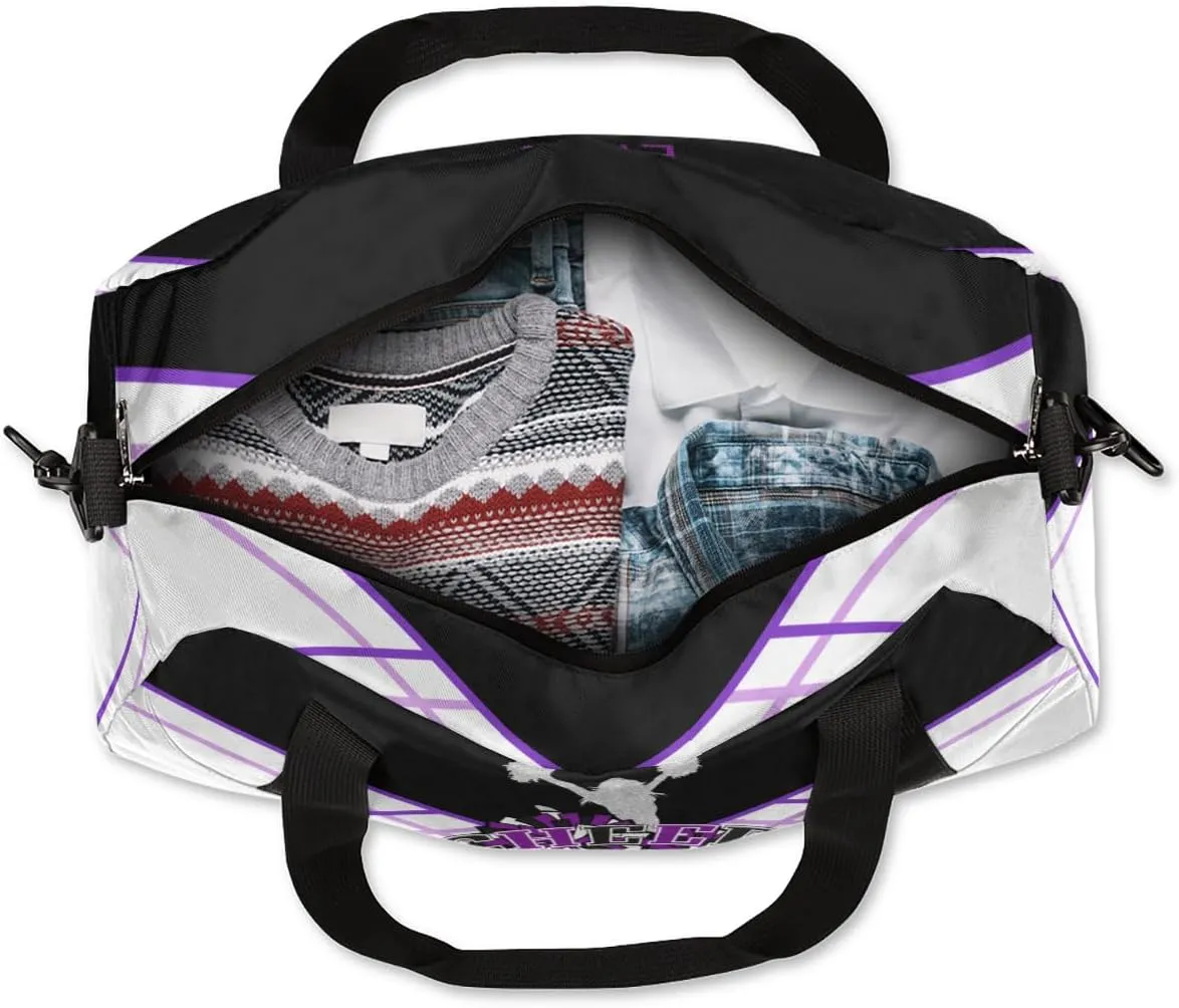 Custom Your Name Grey Cheerleaders Black Personalized Text Gym Duffle Bag for Kids,Sports Bag for Teens Boys & Girls Small Waterproof Overnight Weekender Carry School Practice Travel Bag