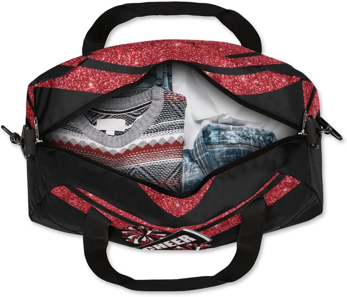Custom Your Name Red Glitter Horn Personalized Text Gym Duffle Bag for Kids,Sports Bag for Teens Boys & Girls Small Waterproof Overnight Weekender Carry School Practice Travel Bag