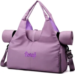 Customizable Yoga Gym Bag for Women with Shoes Compartment, Wet/Dry Pockets, Adjustable Yoga Mat Holder - Lightweight Water-Resistant Tote