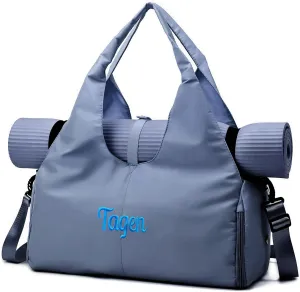 Customizable Yoga Gym Bag for Women with Shoes Compartment, Wet/Dry Pockets, Adjustable Yoga Mat Holder - Lightweight Water-Resistant Tote