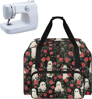 Cute Ghost Sewing Bags and Totes Organizer Rose Sewing Machine Cover with Convenient Pockets Protects and Decorates Sewing Machine for Trip Travel Comfortable Material