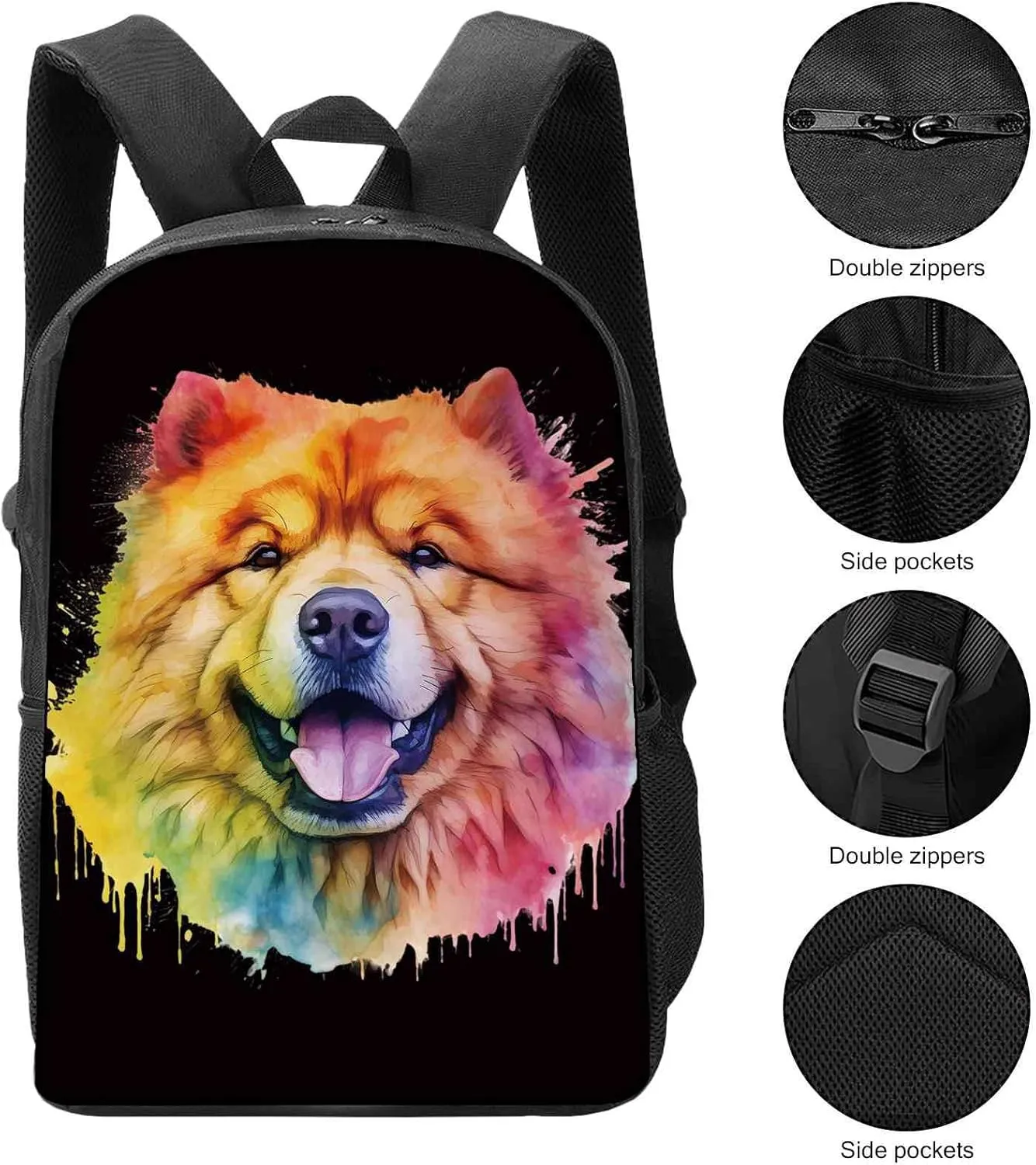 Cute Laptop Backpack Watercolor Irish Wolfhound Dog Shoulder Bags Travel Backpack 17 Inch White