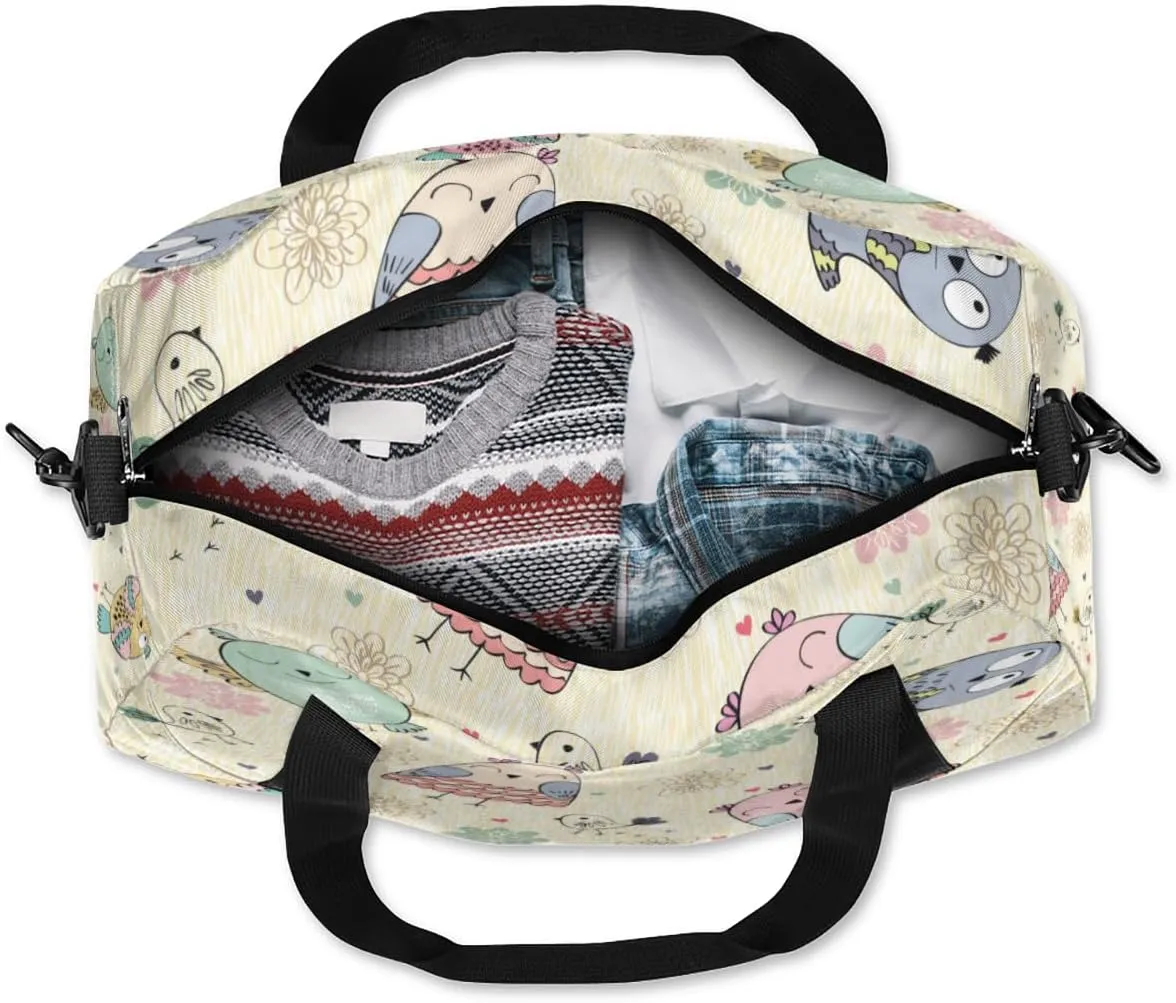 Cute Owls Birds Gym Bag, Duffle Bag, Weekender Bag, Duffel Bag, Overnight Bag, Travel Duffel Bag, Dance Bag, Tote Bag, Beach Bag, Pool Bag, Gym Duffle Bag, Carry on Bag