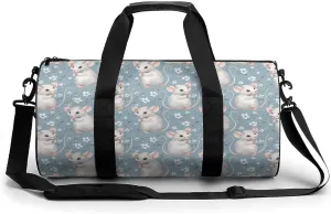 Cute White Rats Large Gym Bag Novelty Lightweight Duffel Bag Travel Tote Bags