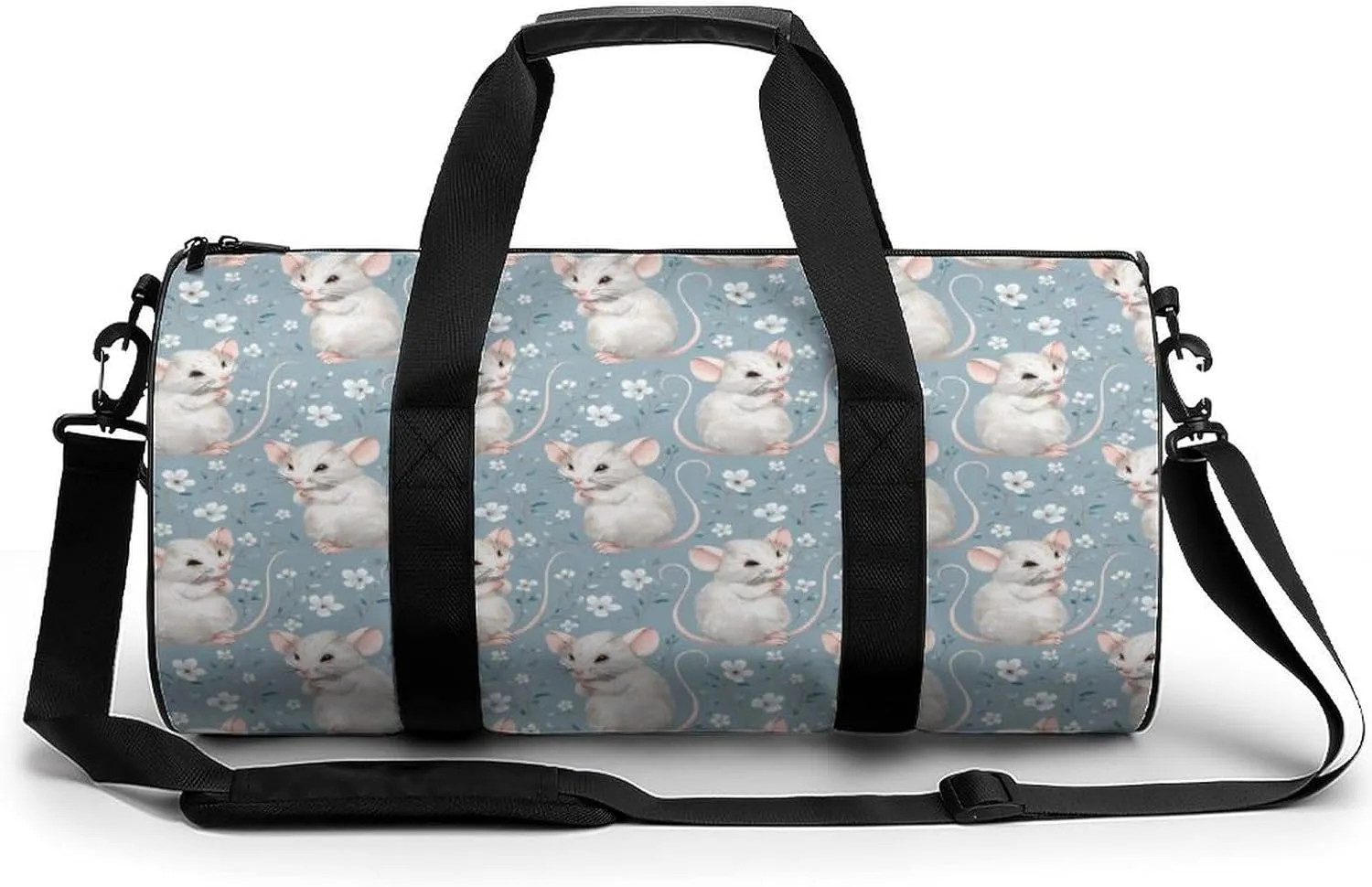 Cute White Rats Large Gym Bag Novelty Lightweight Duffel Bag Travel Tote Bags