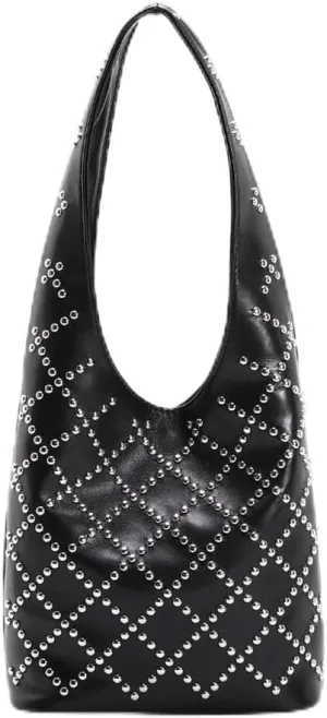 CUXVA Studded Purses Y2k Shoulder Bag 90s Punk Women Small Shouder Purse PU Leather Designer Handbags