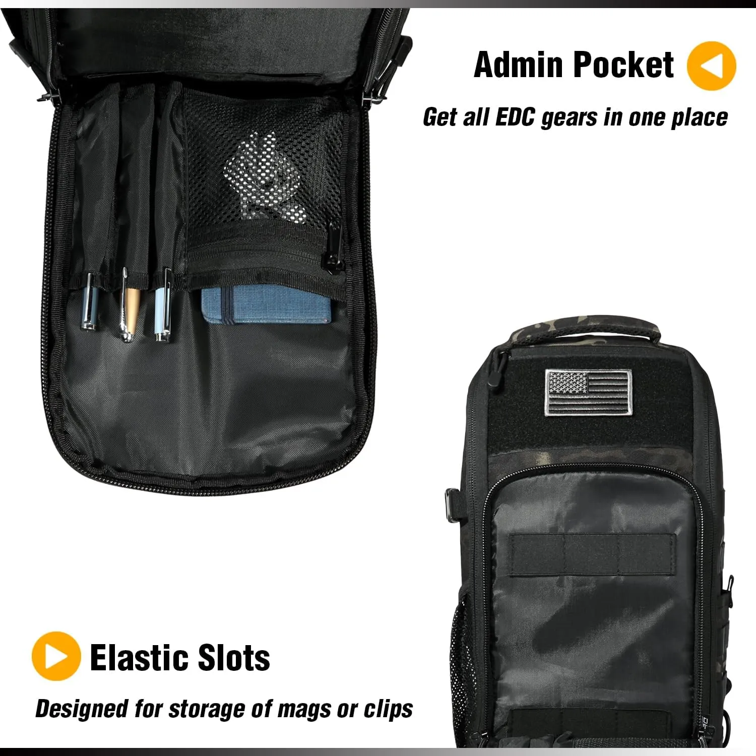 DBTAC Tactical Personal Defense EDC Bags & Packs | 10L Military Shoulder Backpack with Sling for Concealed Carry, Range, Travel, Hiking, Outdoor Sports (Black Camo)
