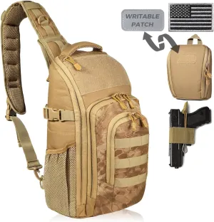 DBTAC Tactical Personal Defense EDC Bags & Packs | 10L Military Shoulder Backpack with Sling for Concealed Carry, Range, Travel, Hiking, Outdoor Sports (Brown Apatite)