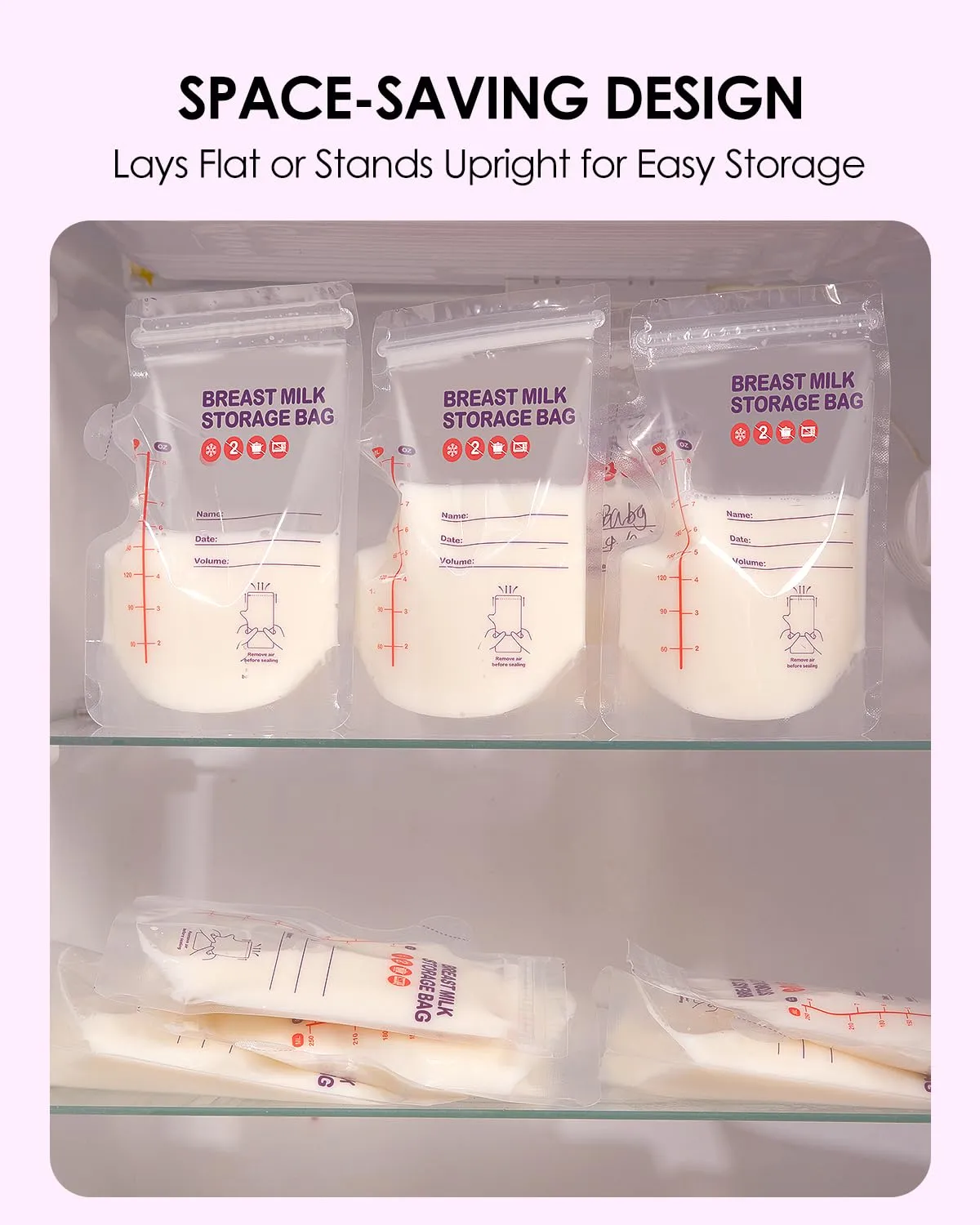 dearlomum BPA-Free Breastmilk Storage Bags - 200 Pcs, 8 Ounce, Self-Standing with Pour Spout, Space-Saving Flat Profile, Ideal for Convenient Breastfeeding and Milk Storage, Refrigeration & Freezing