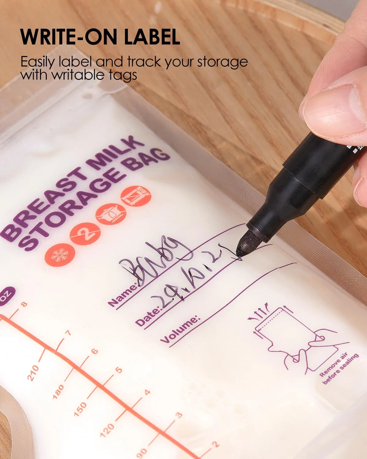 dearlomum BPA-Free Breastmilk Storage Bags - 200 Pcs, 8 Ounce, Self-Standing with Pour Spout, Space-Saving Flat Profile, Ideal for Convenient Breastfeeding and Milk Storage, Refrigeration & Freezing