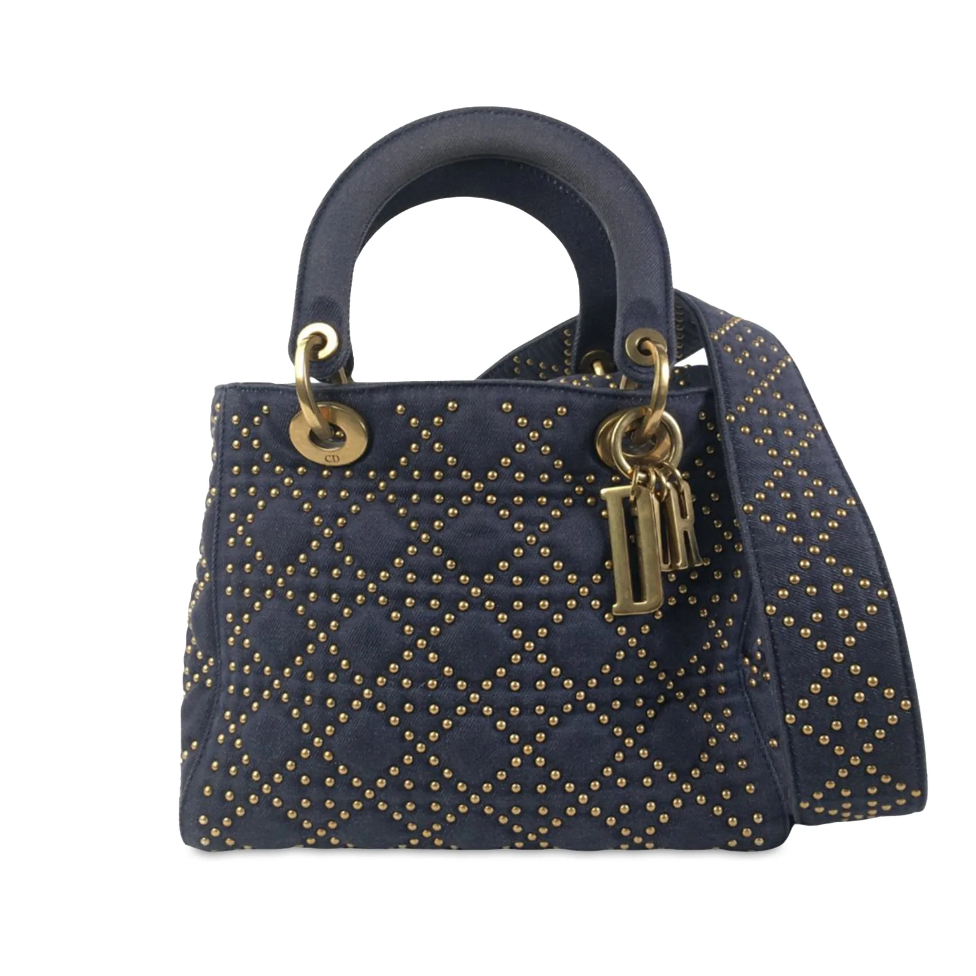 DIORMedium Studded Canvas Cannage Supple Lady  Satchel