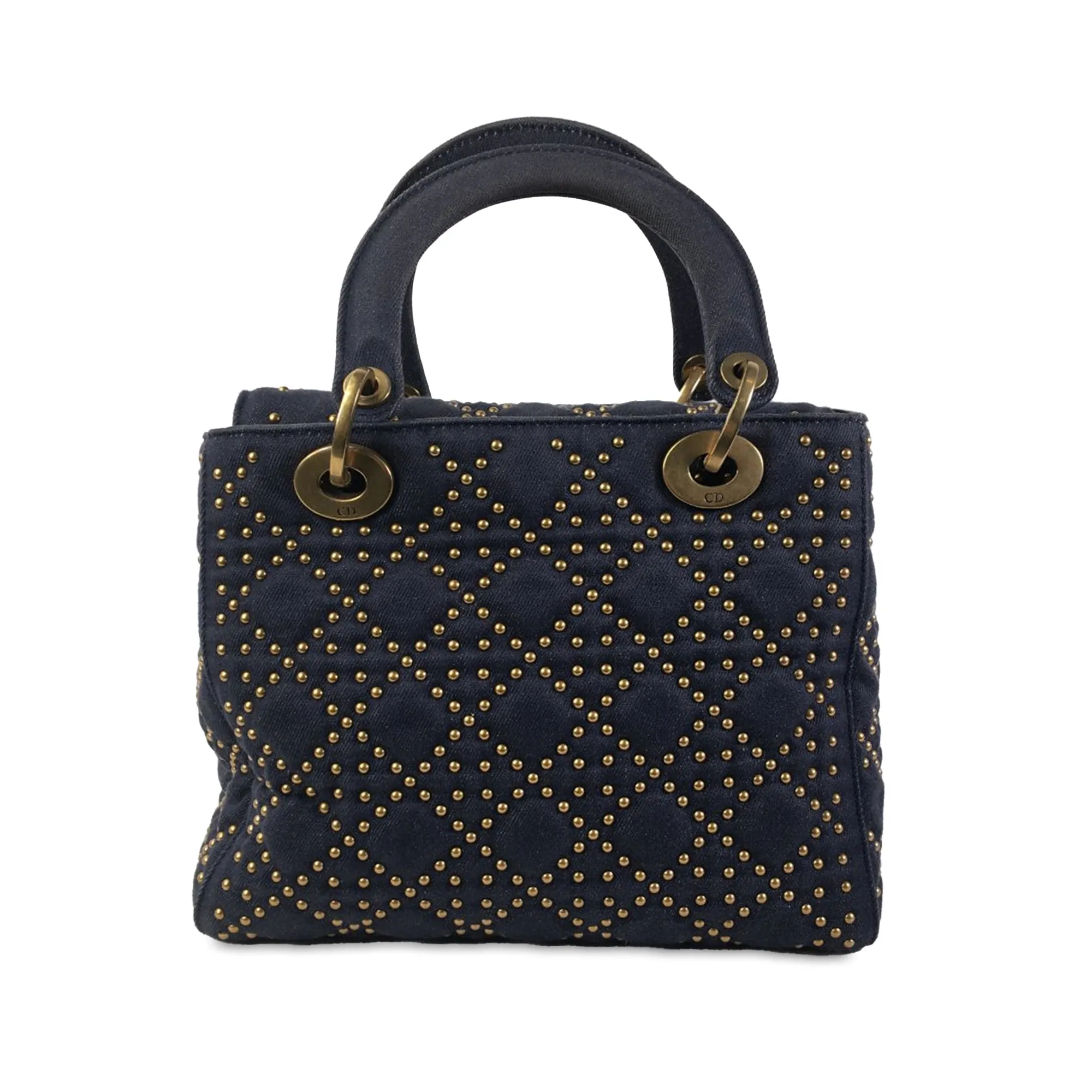 DIORMedium Studded Canvas Cannage Supple Lady  Satchel