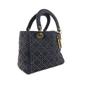 DIORMedium Studded Canvas Cannage Supple Lady  Satchel