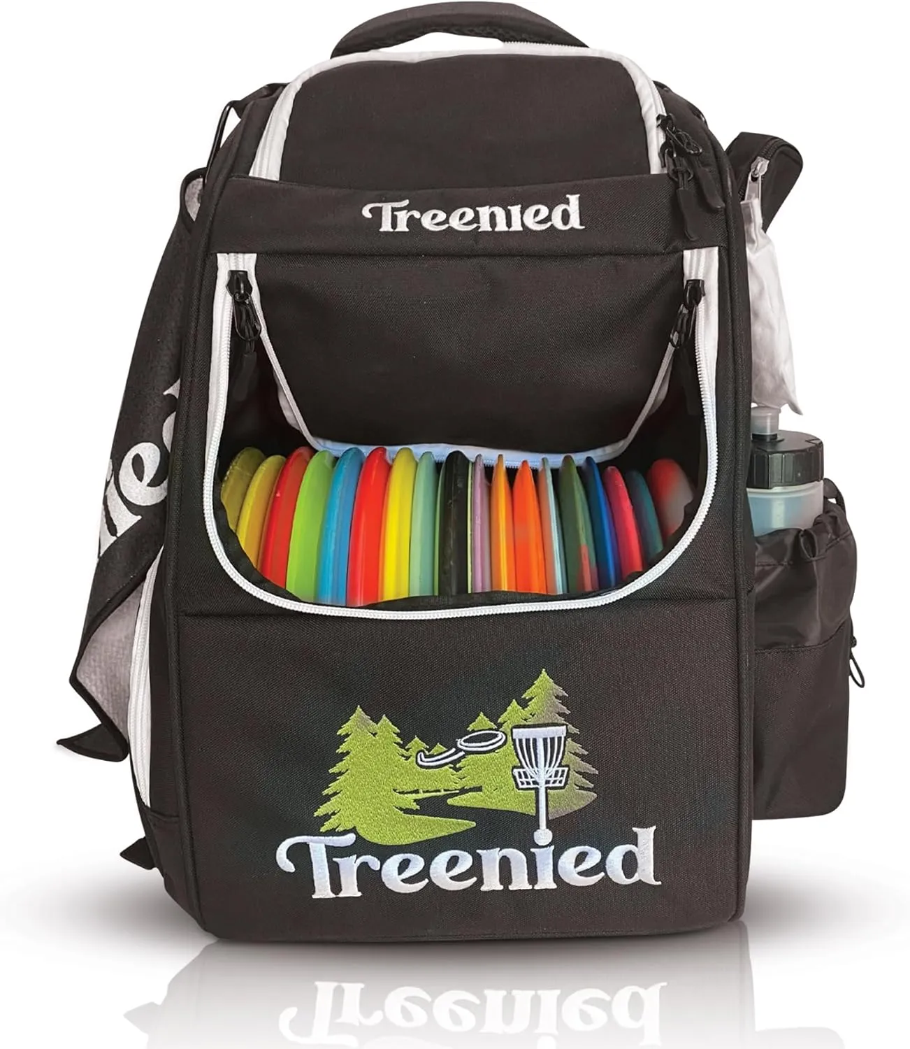 Disc Golf Bag | Backpack for 24 Discs. Putter Pocket, 4 Accessory Pockets Storage, and Water Bottle Holder | Disk Golf Gear | Black