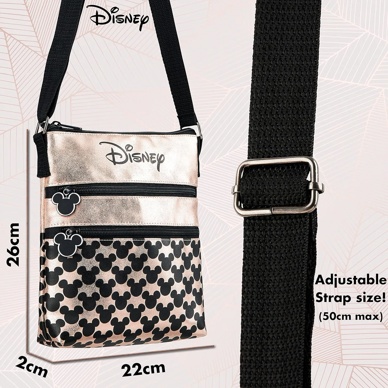 Disney Stitch Girls Purse Cross Body Bag for Kids Teens Women Shoulder Bag with Adjustable Strap Fashion Handbag Stitch Gifts (Mickey Mouse, 9.84x8.66x0.79inch)