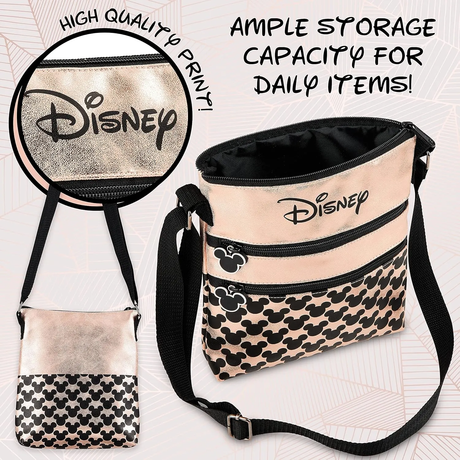 Disney Stitch Girls Purse Cross Body Bag for Kids Teens Women Shoulder Bag with Adjustable Strap Fashion Handbag Stitch Gifts (Mickey Mouse, 9.84x8.66x0.79inch)