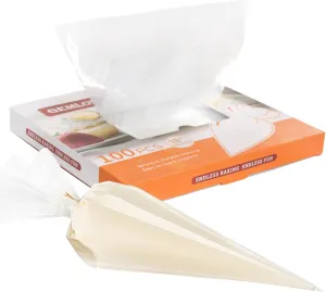 Disposable Piping Bags – 18 Inch Large Clear Pastry Bags (100PCS) for Cake & Cookie Decorating, Anti-Burst Icing Bags for Frosting, Chocolate & Royal Icing – Durable Plastic Baking Supplies