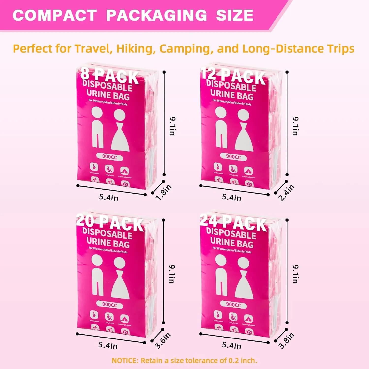 Disposable Urine Bag for Travel - 900ML Portable Pee Bags for Women Men 8/12/20/24/28 PCS Emergency Vomit Bags Urinal Toilet for Car Camping, Road Trip,Traffic Jam, Pregnant, Kid, Patient