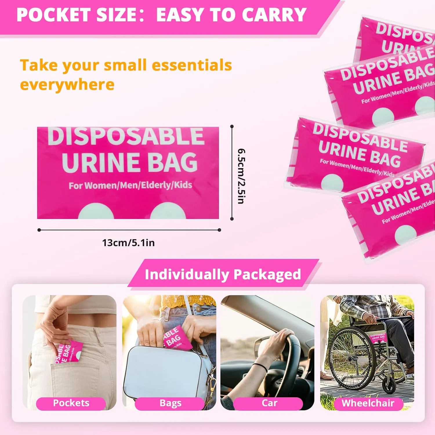Disposable Urine Bag for Travel - 900ML Portable Pee Bags for Women Men 8/12/20/24/28 PCS Emergency Vomit Bags Urinal Toilet for Car Camping, Road Trip,Traffic Jam, Pregnant, Kid, Patient