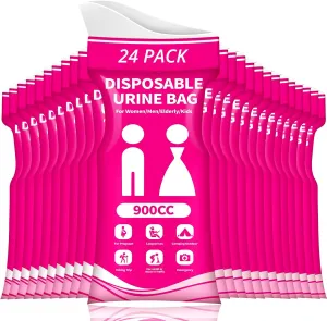 Disposable Urine Bag for Travel - 900ML Portable Pee Bags for Women Men 8/12/20/24/28 PCS Emergency Vomit Bags Urinal Toilet for Car Camping, Road Trip,Traffic Jam, Pregnant, Kid, Patient