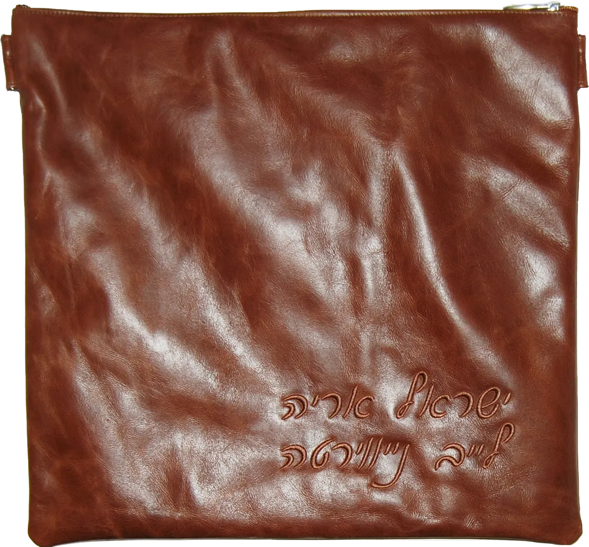 Distressed dark tan leather Tallis and Tefillin bag