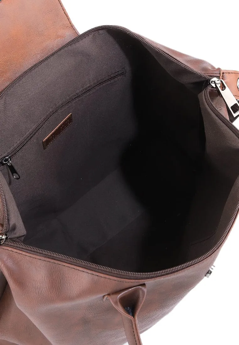 Distressed Leather Everyday Tote Bag - Dark Brown