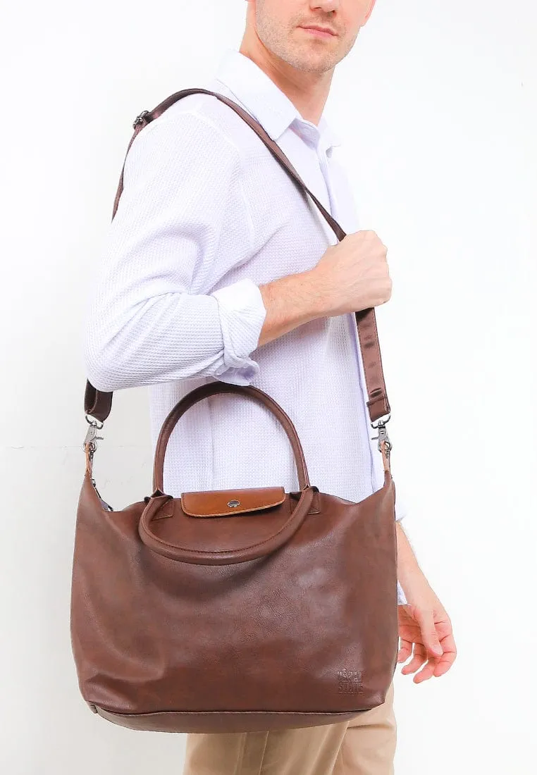 Distressed Leather Everyday Tote Bag - Dark Brown