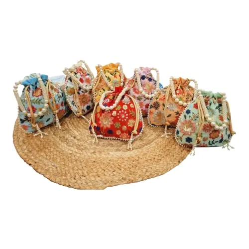 DMS RETAIL Potli Bags For Wedding Return Gifts For Women In Bulk, Ladies Return Gifts For Pooja Birthday Kitty Party Shagun Mehndi Sangeet Pack of (Pack Of 2)