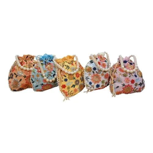 DMS RETAIL Potli Bags For Wedding Return Gifts For Women In Bulk, Ladies Return Gifts For Pooja Birthday Kitty Party Shagun Mehndi Sangeet Pack of (Pack Of 2)