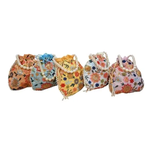DMS RETAIL Potli Bags For Wedding Return Gifts For Women In Bulk, Ladies Return Gifts For Pooja Birthday Kitty Party Shagun Mehndi Sangeet Pack of (Pack Of 2)
