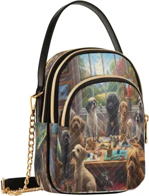 Dog Artist Studio Mauve Crossbody Bags for Women Fanny Pack Hand Travel Small Sling Cross Body Bag Mini Phone Walley Purse