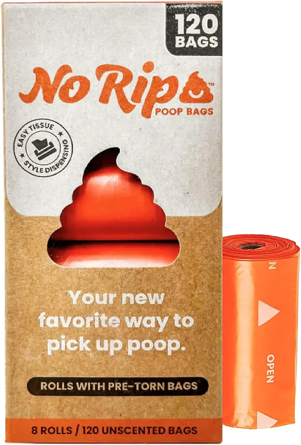 Dog Poop Bag Rolls: Convenient Tissue-Style, Extra Thick, Leak Proof, Refills for Poop Bag Leash Holder, Pooper Scooper, Unscented - 120 Count