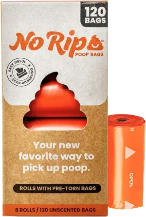 Dog Poop Bag Rolls: Convenient Tissue-Style, Extra Thick, Leak Proof, Refills for Poop Bag Leash Holder, Pooper Scooper, Unscented - 120 Count