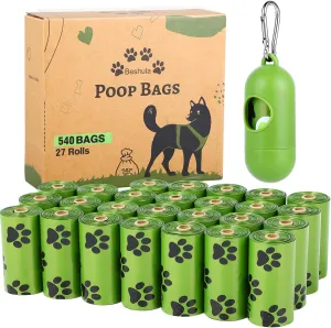 Dog Poop Bags Rolls: Large and Leak Proof Poop Bag with Dispenser for Dogs, 27 Rolls 540 Counts Poop Bags - Scented
