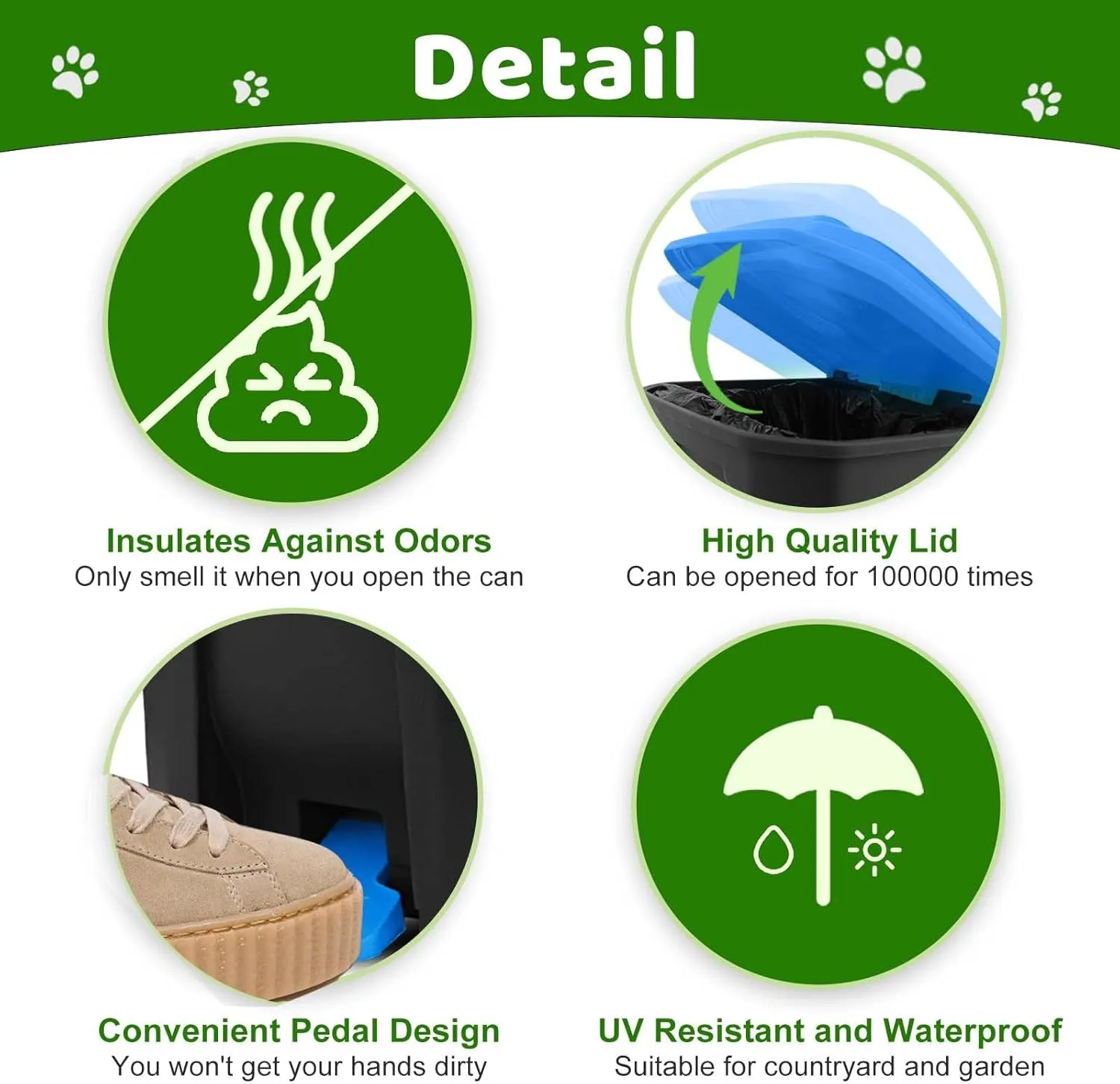 Dog Poop Trash Can Outside with Pooper Scooper and Metal Rake & Tray, 20L/5Gal Dog Waste Trash Can with Lid, Pedal and Removable Inner Waste Bin, Dog Poop Bin with 100 Bags, Blue