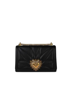 Dolce & Gabbana 'Devotion' Black Lear Crossbody Bag