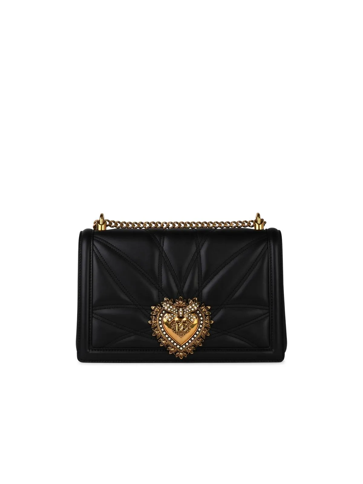 Dolce & Gabbana 'Devotion' Black Lear Crossbody Bag