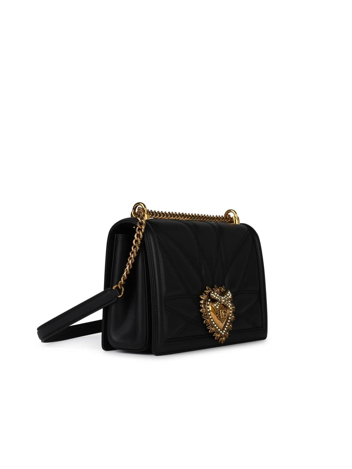 Dolce & Gabbana 'Devotion' Black Lear Crossbody Bag