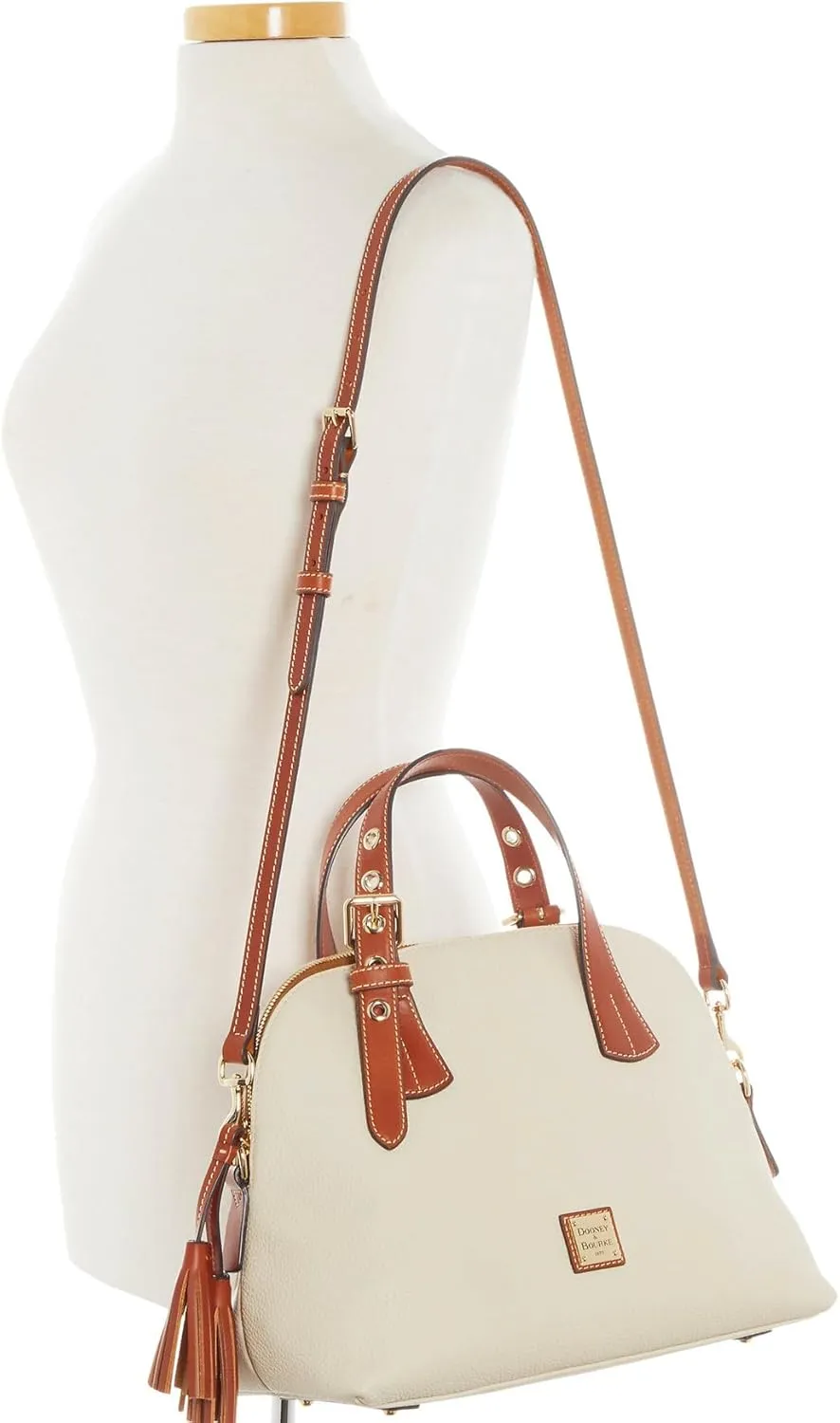 Dooney & Bourke Leather Satchel Bags for Women, Pebble Grain Aubrey Small Satchel Handbag with Crossbody Strap
